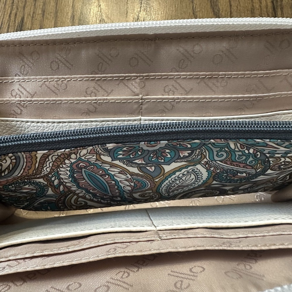 Tignanello Zip Around Wallet Rose Gold Silver Metallic White Leather Cards *READ - Picture 8 of 16